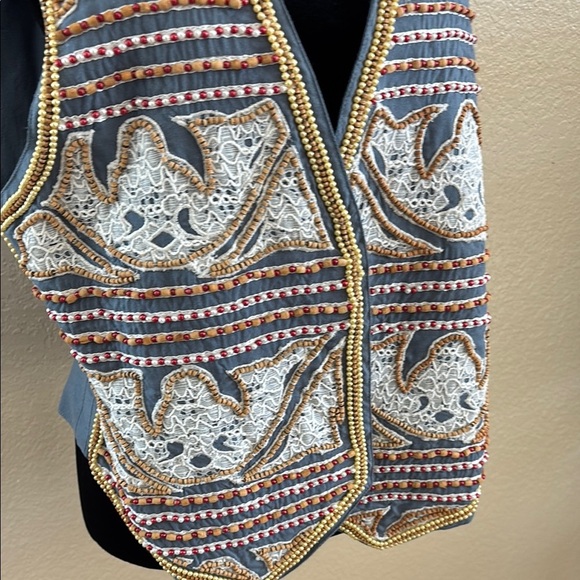 Vintage Europa Beaded Lace Embroidered Vest Size Medium 0111 - Picture 4 of 7